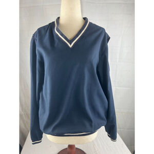 Women’s LizGolf by Liz Claiborne V-Neck Pullover Jacket Size Small Navy Preppy